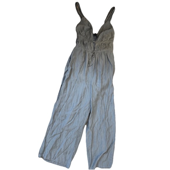 Lulus On The Dock Light Blue Wide Leg Jumpsuit Women's Sz Small Babydoll - Picture 3 of 8